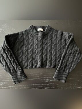 Aritzia Crop Wool Cable Knit Sweater